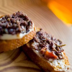 Catering CC - Olive Tapanade w/ Fig Goat Cheese Spread on Crostini