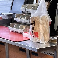 KFC - My food sitting for three minutes before giving to me.