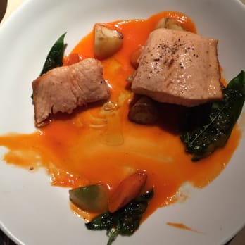 ABC Kitchen - Salmon in carrot sauce - Breakfast & Brunch Near Me - New York, New York ABC Kitchen - Salmon in carrot sauce - Breakfast & Brunch Near Me - New York, New York