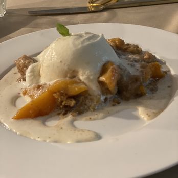 The Concierge By Chef Micahel - Peach cobbler and ice cream. - Personal Chefs Near Me
