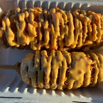 Dragon Star Oriental Foods - Top: Korean mozzarella dog with potatoes. bottom: Korean 1/2 mozzarella 1/2beef hotdog with hot Cheeto crunch.   *sauce is spicy mayo* - International Grocery Near Me - Saint Paul, Minnesota