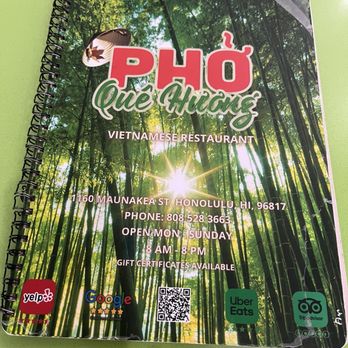 Pho Que Huong - Menu - Vietnamese Near Me - Honolulu, Hawaii