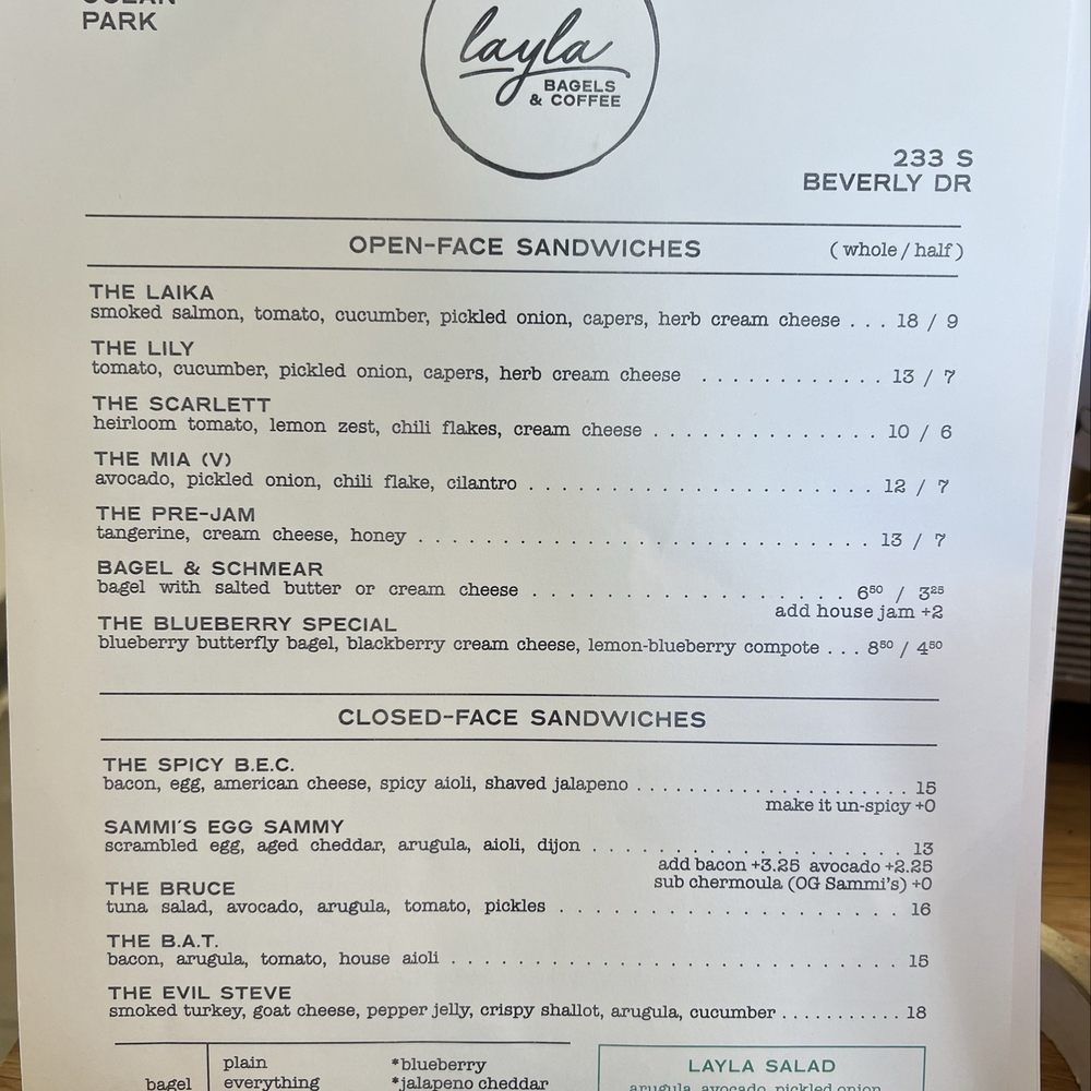 Layla Bagels & Coffee - Menu - Bagels Near Me - Santa Monica, California Layla Bagels & Coffee - Menu - Bagels Near Me - Santa Monica, California