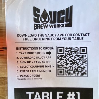 Saucy Brew Works - QR code for an electronic menu - Coffee & Tea Near Me - Columbus, Ohio