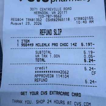 CVS Pharmacy - Refund - Drugstores Near Me - HERNDON, Virginia