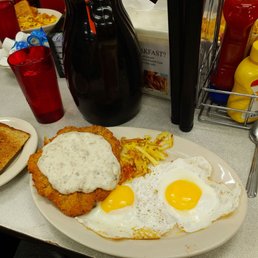 Country fried steak. The sausage gravy actually had great flavor with a little extra black pepper! Country fried steak. The sausage gravy actually had great flavor with a little extra black pepper!