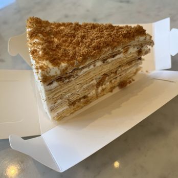 whaT’s More cake studio  - Sliced Salted Yolk and Pork Sung Crepe Cake - Custom Cakes Near Me - Sunnyvale, California