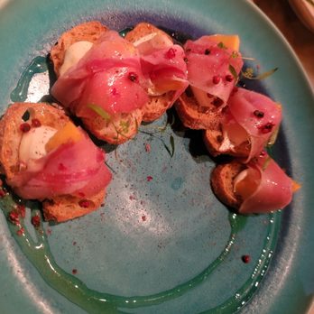 Rigo - Crostini w/ prosciutto, papaya, Marscapone, honey. This was one of my faves! - Spanish Near Me - Honolulu, Hawaii
