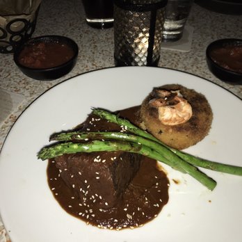 Coasterra - Mar y Tierra (short ribs, shrimp, lobster cake, asparagus) - Mexican Near Me - San Diego, California Coasterra - Mar y Tierra (short ribs, shrimp, lobster cake, asparagus) - Mexican Near Me - San Diego, California