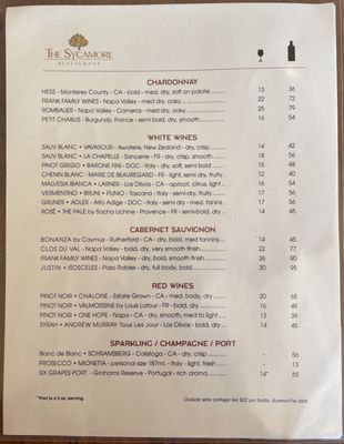 Menu photo 4 The Sycamore Glendale, CA