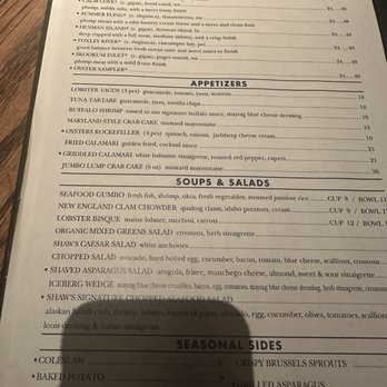 Shaw's Crab House - Menu. - Seafood Near Me - Chicago, Illinois Shaw's Crab House - Menu. - Seafood Near Me - Chicago, Illinois