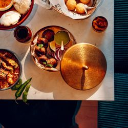 Tapri - Idli, Paani Poori, Mushroom Galouti and Shishito Mirchi chat.
