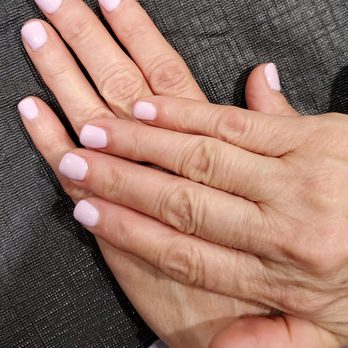 Friendly Nails and Spa - Dipping powder (clear) with Mood Gel Nailpolish manicure in CND gel color 126. - Nail Salons Near Me - La Mirada, California
