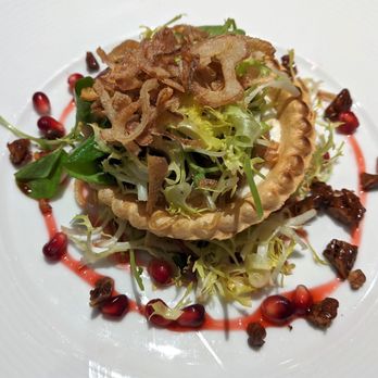 Veranda - Veranda 12/25/19: Roasted Winter Vegetable Goat Cheese Tart, Caramelized Shallot, Candied Pecan, Pomegranate, Greens, Tangerine Vinaigrette - Breakfast & Brunch Near Me - Las Vegas, Nevada