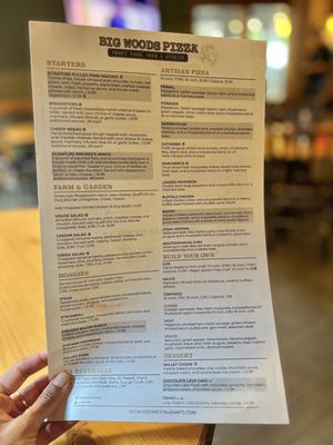 Menu photo 2 Big Woods Pizza - Nashville Nashville, IN Menu photo 2 Big Woods Pizza - Nashville Nashville, IN