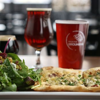 Broue Pub Brouhaha - a plate of food and a glass of beer - Pubs Near Me - Montreal, Quebec Broue Pub Brouhaha - a plate of food and a glass of beer - Pubs Near Me - Montreal, Quebec