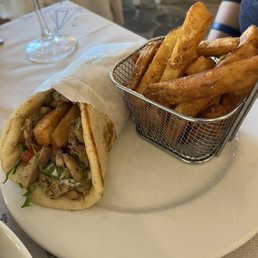 Chicken gyro and fries Chicken gyro and fries
