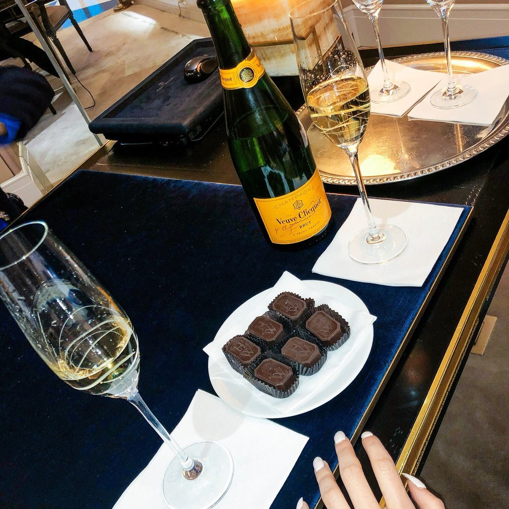 Celebrating the proposal with Sara at Harry Winston at the Crystals Shop