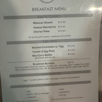 Amigo Cafe - Breakfast menu as of January 2026 - Mexican Near Me - Kayenta, Arizona