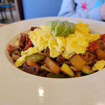 The Churro Waffle - Veggie Skillet with added Bacon. - Breakfast & Brunch Near Me - Chicago, Illinois The Churro Waffle - Veggie Skillet with added Bacon. - Breakfast & Brunch Near Me - Chicago, Illinois