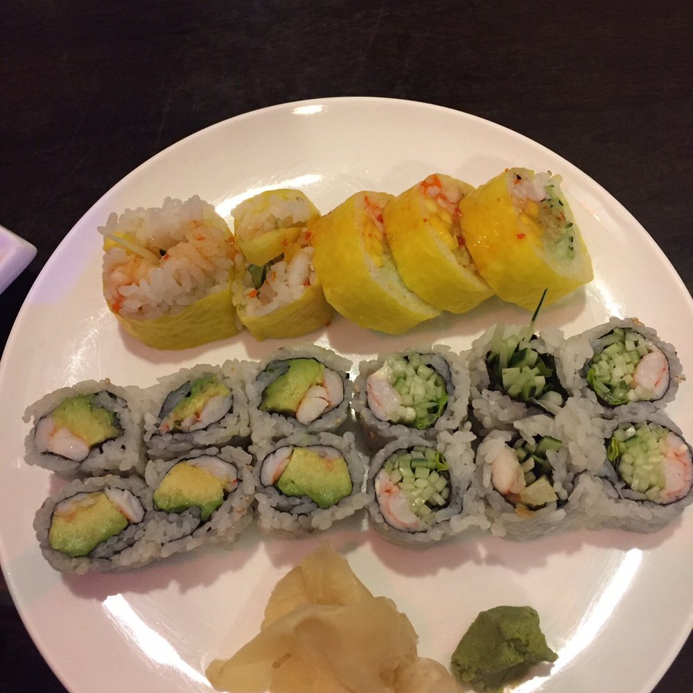 Hikaru Sushi - Shrimp mango roll (top), shrimp avocado (bottom left), and Boston roll (bottom right) - Sushi Bars Near Me - Orangeburg, New York Hikaru Sushi - Shrimp mango roll (top), shrimp avocado (bottom left), and Boston roll (bottom right) - Sushi Bars Near Me - Orangeburg, New York