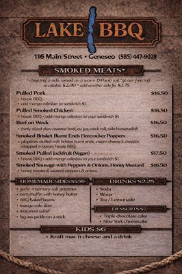 Menu photo 1 Lake BBQ Geneseo, NY