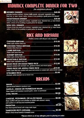 Menu photo 2 Indimex Eats Indian Restaurant Los Angeles, CA Menu photo 2 Indimex Eats Indian Restaurant Los Angeles, CA