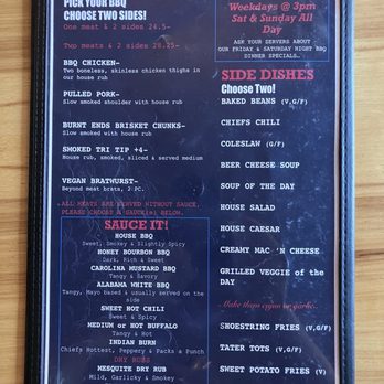 Chiefs Brew House - Menu 8/30/25 - Barbeque Near Me - Coburg, Oregon