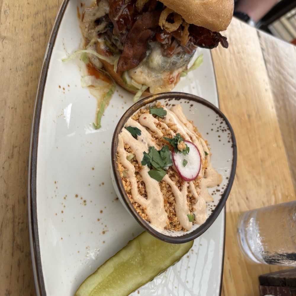 Crooked Hammock Brewery - Papa Pig Burger & Street Corn Salad - New American Near Me - North Myrtle Beach, South Carolina Crooked Hammock Brewery - Papa Pig Burger & Street Corn Salad - New American Near Me - North Myrtle Beach, South Carolina