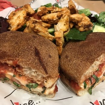 HomeSlyce - Mt. Vernon - Margarita Sandwich with side salad, add chicken. Yumm!!! :) - Pizza Near Me - Baltimore, Maryland