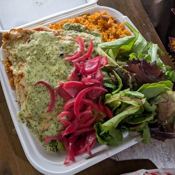 Don Guillo - Arroz con pollo... A huge chicken breast on the Mampo Rice mix with a salad to boot! - Puerto Rican Near Me - Colorado Springs, Colorado Don Guillo - Arroz con pollo... A huge chicken breast on the Mampo Rice mix with a salad to boot! - Puerto Rican Near Me - Colorado Springs, Colorado