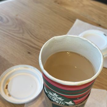 Starbucks - Dented rims on cups make the lids less secure. - Coffee & Tea Near Me - Englishtown, New Jersey Starbucks - Dented rims on cups make the lids less secure. - Coffee & Tea Near Me - Englishtown, New Jersey