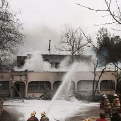 Wilbur Hot Springs - 55-minutes after climbing down the tree- nothing left of the third floor.