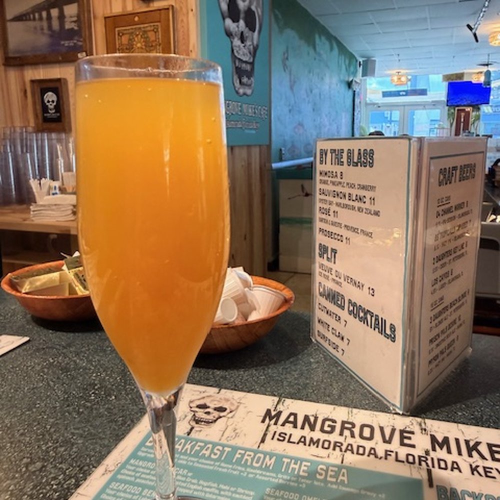 Mangrove Mike's - Peach Mimosa - Breakfast & Brunch Near Me - Islamorada, Florida Mangrove Mike's - Peach Mimosa - Breakfast & Brunch Near Me - Islamorada, Florida