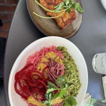 Pharm Table - Yellow lentil bowl with side of chicken - Cocktail Bars Near Me - San Antonio, Texas Pharm Table - Yellow lentil bowl with side of chicken - Cocktail Bars Near Me - San Antonio, Texas