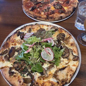 Alder Wood Bistro - Fungi pizza Bianca and pepperoni pizza - New American Near Me - Sequim, Washington Alder Wood Bistro - Fungi pizza Bianca and pepperoni pizza - New American Near Me - Sequim, Washington