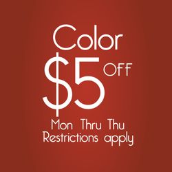 Lourde's Hair Beauty Salon - Get a $5 off on Color on Monday, Tuesday and Thursday presenting this publication! #LourdesHairBS #BeautySalon #hairstyles #hair