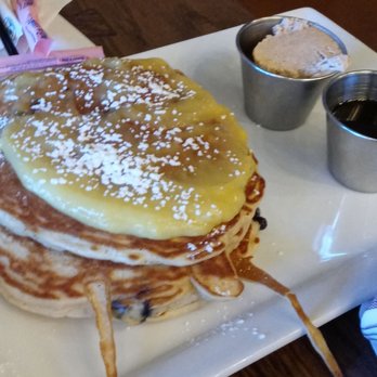 Crave Kitchen and Bar - Blueberry pancakes w/ lemon curd - New American Near Me - El Paso, Texas