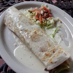 Chicken and steak burrito