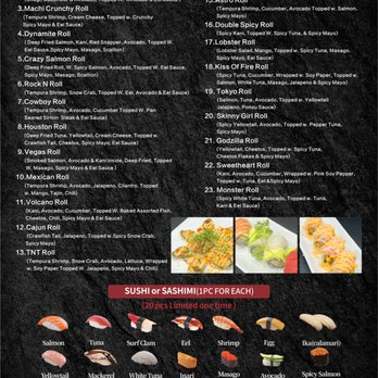 Machi Sushi - Dinner Menu 2 (May 2025) - Sushi Bars Near Me - Austin, Texas