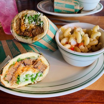 Dimestore Delibar - Meatloaf dime roll in front and the Italian dime roll in back with pasta salad and homemade chips. Meatloaf was amazing!! - New American Near Me - Denver, Colorado