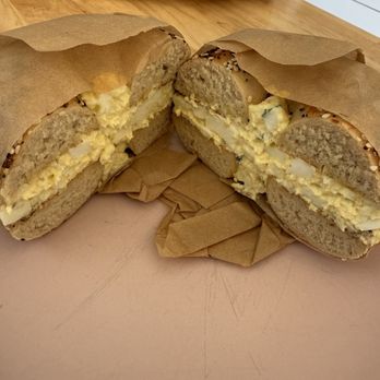 Boichik Bagels - Everything bagel with egg salad - Bagels Near Me - San Francisco, California Boichik Bagels - Everything bagel with egg salad - Bagels Near Me - San Francisco, California
