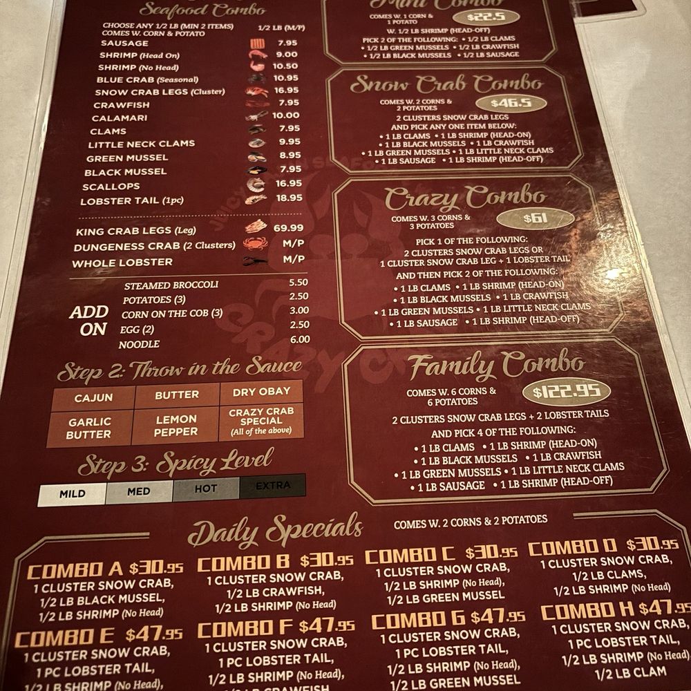 Crazy Crab - Menu - Seafood Near Me - Providence, Rhode Island