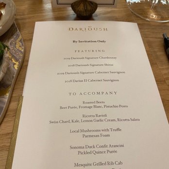 Darioush Winery - Our menu for the day - Wineries Near Me - Napa, California