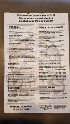 Menu photo 1 Dmac's Bar & Grill Orange Beach, AL Menu photo 1 Dmac's Bar & Grill Orange Beach, AL