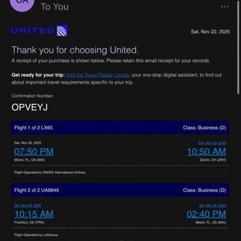 United Airlines - Email confirmation of the tickets. Got to the counter and those tickets were sold to someone else. Our entire 3 country vacation RUINED! - Airlines Near Me - Miami, Florida