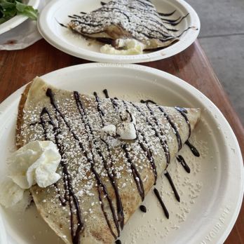 Crepe Crazy - Sweet crepes were huge: Nutella with strawberries added top; s'mores bottom. - Creperies Near Me - Dripping Springs, Texas
