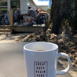 Coffee and a cute atmosphere outside. Coffee and a cute atmosphere outside.