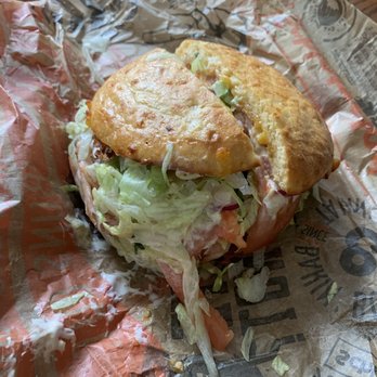Schlotzsky's - Spicy turkey smokecheesey with extra lettuce & tomatoes. Delish! - Delis Near Me - Friendswood, Texas Schlotzsky's - Spicy turkey smokecheesey with extra lettuce & tomatoes. Delish! - Delis Near Me - Friendswood, Texas