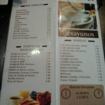Canadian - Carta de desayunos hasta las 13:00 h. (II) - Tapas Bars Near Me - Córdoba, Colorado